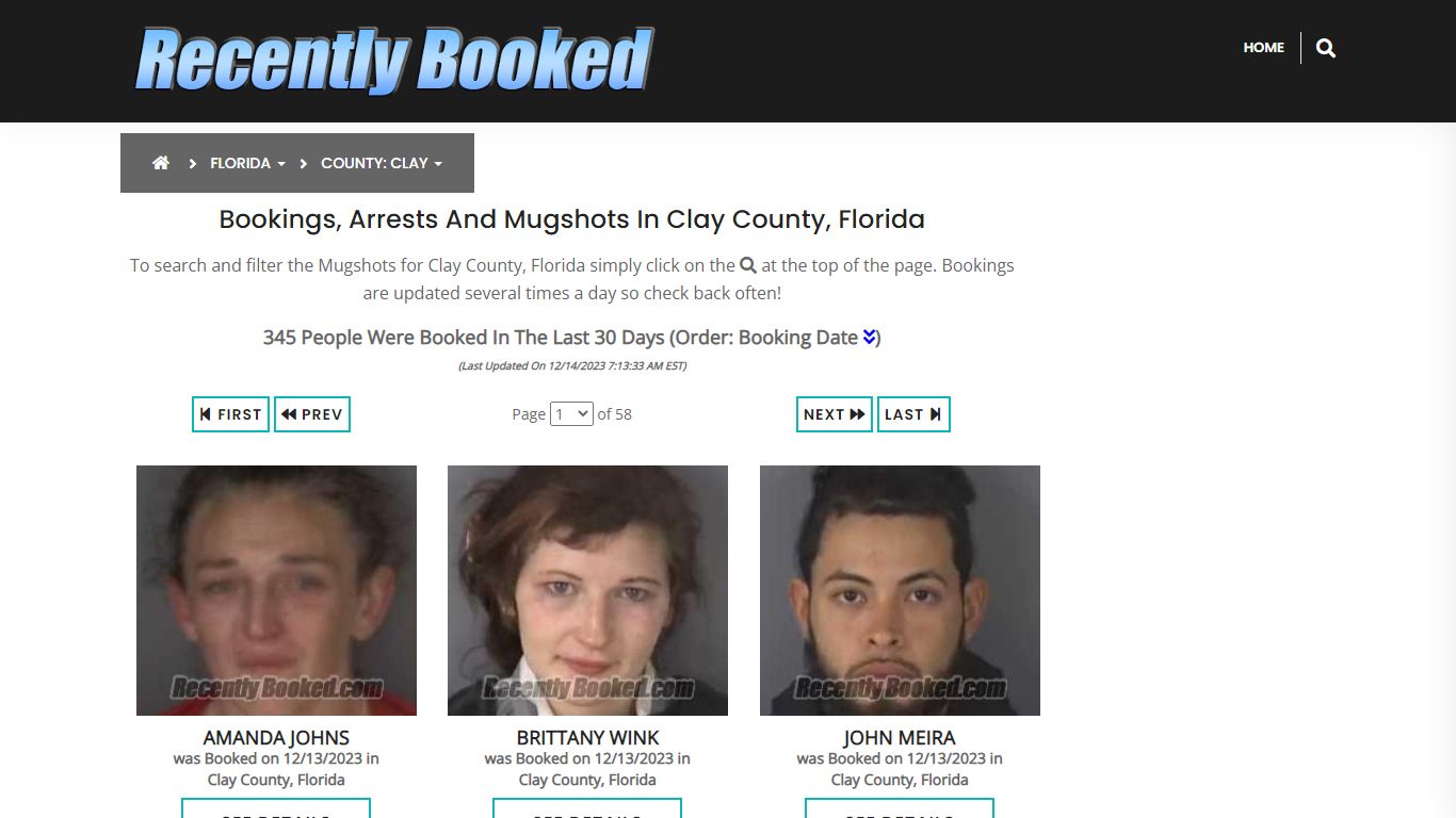 Recent bookings, Arrests, Mugshots in Clay County, Florida